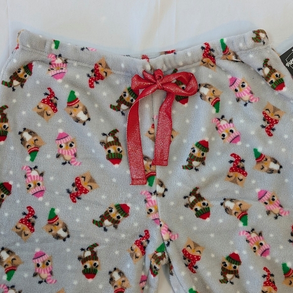Pillow Talk Lounge Pants Fleece Winter Snow Owl Print Light Grey Multi XL NWT - Picture 2 of 11